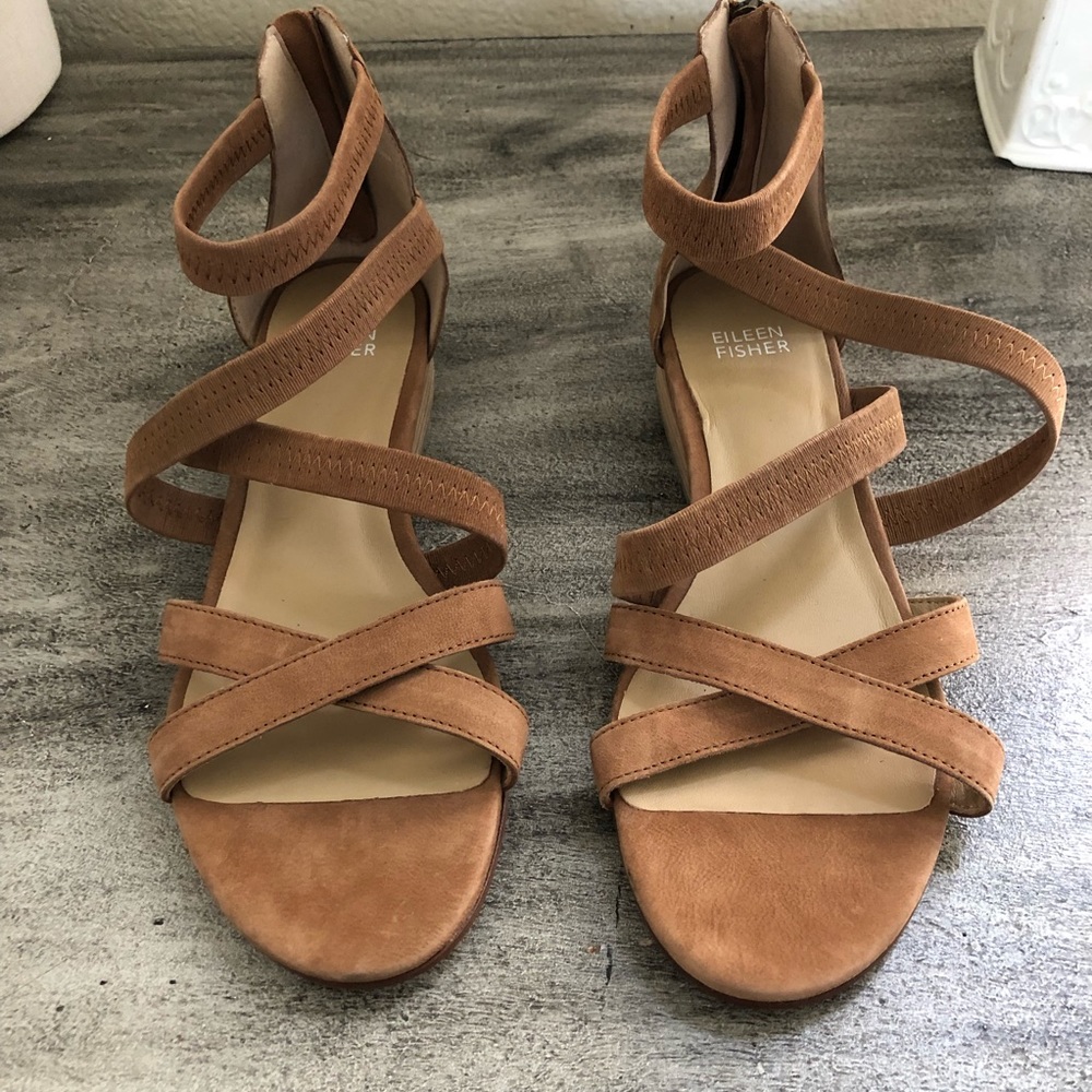 Eileen Fisher Nude Eva-Nu Leather strappy Sandals